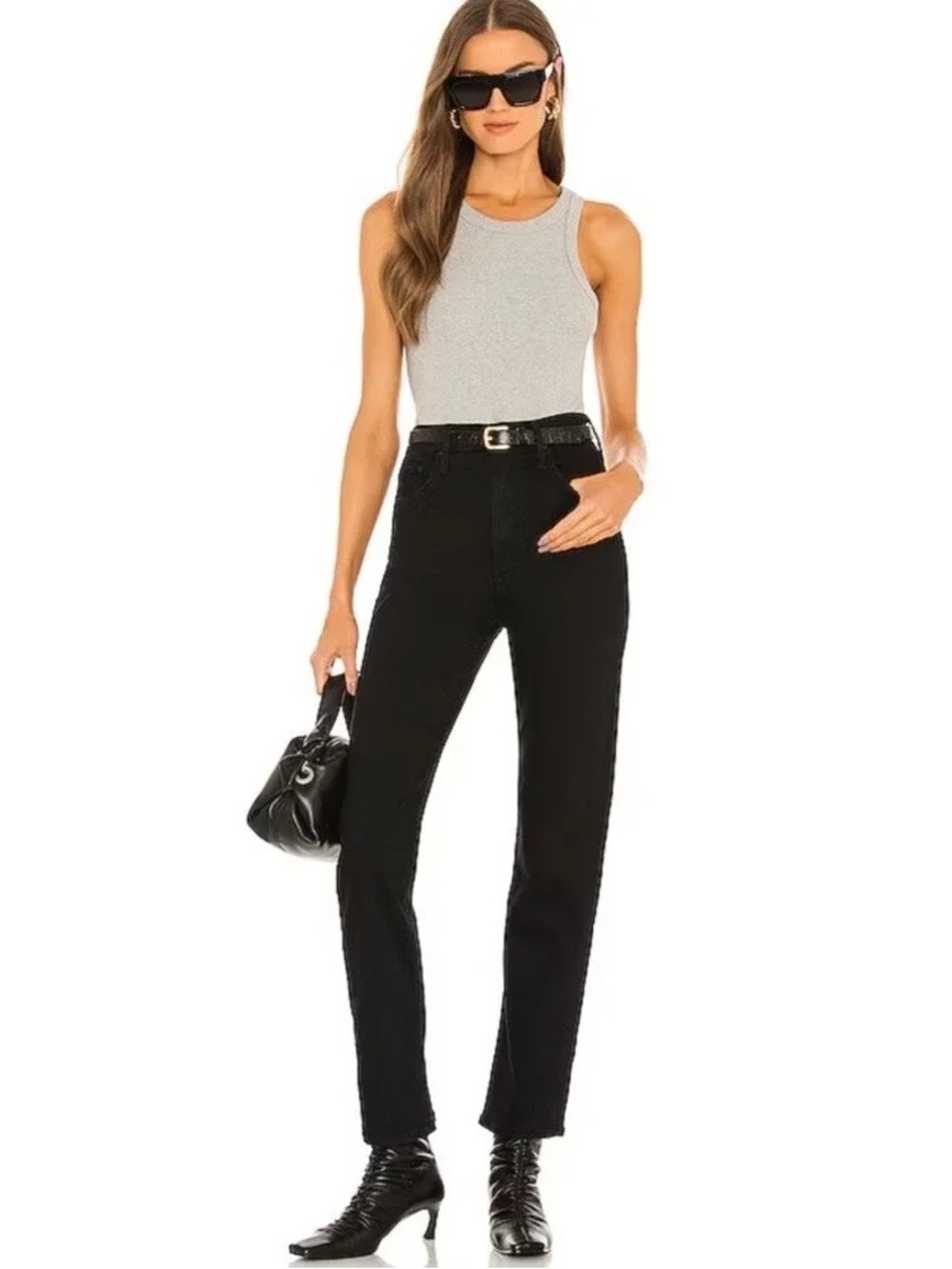 MOTHER The High Waisted Rider Skimp Jeans In Not Guilty Black Size 25